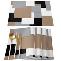 Bohemia Geometric Placemat Kitchen Dining Table Decor Accessories 2/4/6pcs Placemats Heat Resistant Linen Tableware Pads Mats 2pcs 30x45cm gray