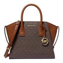 Michael Kors Avril Logo Charm Tote Bag Unisex Handbags Brown 35F4G4VS1B-BROWN Shopping Bag Set(Basic Set+Shopping Bag)