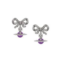 Vivienne Westwood Octavie Bow Planet Pendant Earrings Women earrings Silver Purple 6202014H01P243P243 Box+Shopping Bag