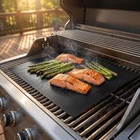 5PACK PTFE Coated Fiberglass Fabric Non-Stick Grill Mats Reusable Grill Mats  Household Kitchen juoda
