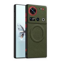 Case for Nubia Z70 Ultra Z70S Magnetic Magnets Nylon Woven Matte Leather Skin-friendly Bumper Shockproof Back Cover Z70 Ultra žalia