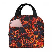 Magma Volcano Lava Fire Insulated Lunch Bag for Kids School Cooler Thermal Food Box Tote Portable Lunch Boxes Container One Size