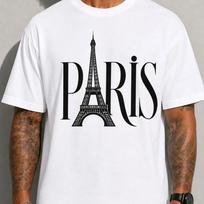 Paris France Eiffel Tower Graphic Tee Bold Font Souvenir T-Shirt Unisex Gift L