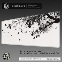 HYBXAXC Japanese Plum Blossom White Mouse Pad Large Rubber Nonslip PC Desk Accessories for Office and Gamer Keyboard Decor Mat 800x400x2mm gray