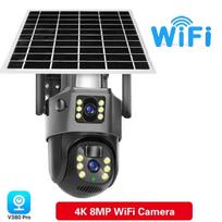 4K 8MP WiFi saulės baterijos kamera 4G SIM kortelė dviguba objektyvo dvigubo ekrano lauko saugumo apsauga PTZ kamera PIR žmogaus aptikimo CCTV WiFi Cam