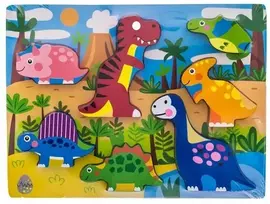 Eurobaby Zabawki Medinės dėlionės dinozauras 7 detalės 18m+
