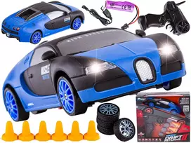 RC automobilis driftui Bugatti 1:24 2,4 GHz 4WD juodai mėlynas