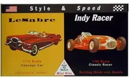 Plastikiniai sportinių automobilių modeliai Le Sabre ir Indy Racer