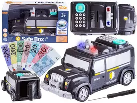 Policijos automobilio taupyklė su kodu ir seifu banknotams