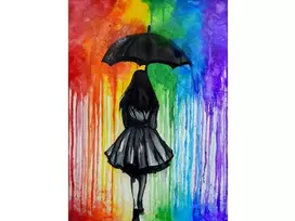 Tapyba pagal skaičius drobėje 40x50 cm spalvotas lietus