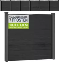 Juskys Privatumo tvoros skydų rinkinys Homestar 6 skydai 170x2x180 cm antracito spalvos 7 stulpai