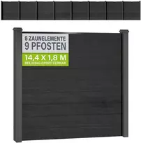 Juskys Privatumo tvoros komplektas 8 skydai 9 stulpai 170x2x180 cm antracito spalvos