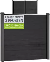 Juskys Privatumo tvora Homestar rinkinys 2 panelės 170x2x180 cm antracito spalvos 3 stulpai