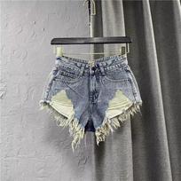 Women's Low Rise Denim Shorts Slim Fit Distressed Frayed Hem Hot Pants Summer Streetwear A Line Jean Shorts XS