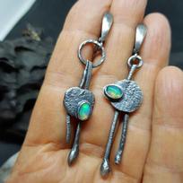 Retro Antique Tin Independent Station New Asymmetric Color Aobao Earrings Tribal Ornaments Earrings AVE