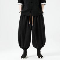 Spring Summer Men Wide Leg Pants Men Dark Wind Solid Color Casual Pants Japanese Styles Harun Pants Men Cotton Linen Lantern Pants 5XL