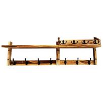 Wall Mount Coat Rack with Shelf 4-in-1 Entryway Organizer with Hooks Mail Holder Rustic Key Hanger Floating Shelf for Wall Living Room Bedroom Office