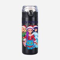 Christmas K-Pop Demon Hunters Printed 400Ml Water Bottle Thermos Cup Portable Stainless Steel Leak Proof Camping Water Cup Kid Gift