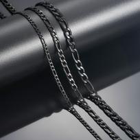 3mm/4.5mm/6mm Wide Black Vintage Stainless Steel Link Figaro Chain Necklace Choker for Men and Women Metal Jewelry Accessories Y21997YY-14 inches  36cm