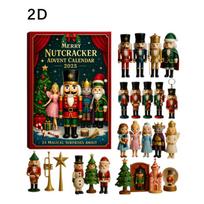 2025 Christmas Countdown Calendar Blind Box 2D Flat Nutcracker Advent 24 Days Ornaments Christmas Countdown Calendar 1set