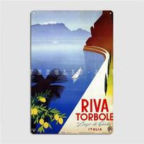 Travel Italy 1920s Lake Garda Riva Torbole Gardesana Advert Metal Plaque Poster Wall Pub Pub Garage Wall Decor Tin Sign Poster 20x30cm