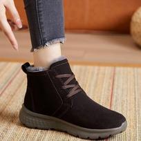 2026 Winter Women's Shearling High Top Cotton Boot Soft Sole Non Slip Thickened Plush Warm Lace Up Snow Boot Elderly Cotton Shoe 35