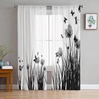 Dandelion Dragonfly Sheer Curtains For Living Room Bedroom Kids Room Home Decor Light Filtering Window Blinds 135W x 114H(cm)