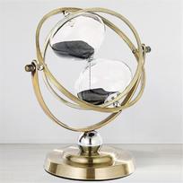New Hourglass Decor Creative Sand Timer Globe Gift 30/60 Min Timer Glass Earth Design Elegant Home Office Desk Ornament Earth globe black-Medium 15 minutes beige
