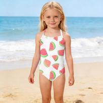 Girls One Piece Swimsuit Summer Kids Swimwear Toddler Children Beachwear Bathing Suit with Heart and Star Print Design for Swimming 160 raudona