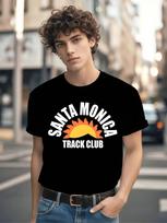 Santa Monica Track Club Tshirt - Athletic Racing Tee with... S gray
