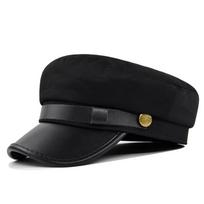 Navy hat fall and winter beret fall and winter octagonal navy hat octagonal hat woolen hat flat top hat M（56-58cm）