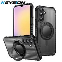 KEYSION 360° besisukantis žiedas stovas dėklas, skirtas Samsung Galaxy A54 5G A34 A14 4G, matinis skaidrus magnetinis smūgiams atsparus telefono galinis dangtelis for Samsung A54 5G