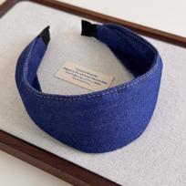 Korean Style Blue Denim Plaid Headband: Versatile, Wide-Brimmed Hairband for Added Height