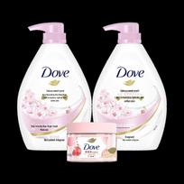 Dove Cherry Blossom Shower Milk & Pomegranate Scrub Bundle