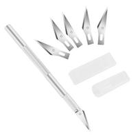 Manganese Steel Silver Wood Carving Tool Set for Crafting Arts Scrapbooking with 5 Spare Blades Stencil Exacto Chisel Set as shown