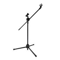Microphone Boom Stand Dual Mic Clip Folding Arm Tripod Height Adjust Holder