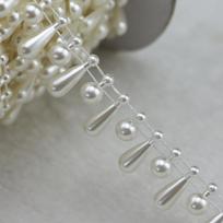 Width ABS Plastic Imitation Pearl With 5mm Rhinestones Chain Trim Wedding Dress DIY Craft 030 One Size