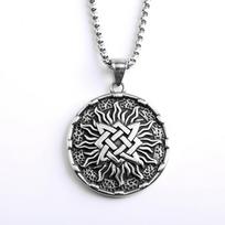 Viking Slavic Style Stainless Steel Medal Pendant Necklace Retro Mens Jewelry