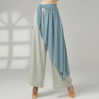 Women Modern Dance Pants 2 Layer Spliced Wide-leg Pants Performance Costumes Elegant Graceful Classical Dance Practice Pants XS