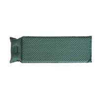 Self Inflating Air Mattress with Head Support Pillow Thick Sponge Sleeping Pad Portable Folding Travel Outdoor Camping Backpacking Lounge Mat žalia