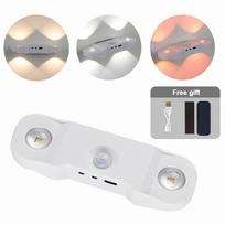 Išmanus RGB naktinis šviestuvas su magnetiniu judesio jutikliu, įkraunamas sieninis šviestuvas miegamajam, vonios kambariui, spintai, sodui, namų dekoravimui White & 3 Colors Lights