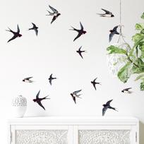 Watercolor Multiple Swallows Bird Wall Stickers for Living Room Decoration Bedroom Kids Home Decor Background