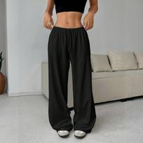 Women’s Loose Fit Wide Leg Pants Casual Straight Leg Trousers with Elastic Waistband Lightweight Lounge Bottoms XS