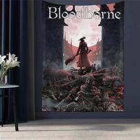 Classic Game Bloodborne Colorful Tapestry Wall Hanging Hippie Flower Wall Carpets Dorm Decor Wall Art Decor 100X70CM gray
