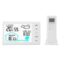 Termoritminis matuoklis Belaidė meteorologinė stotis su barometro jutikliu 4,4  LCD ekranas Vidaus lauko temperatūros drėgmės monitorius balta