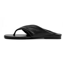 Fashion Minimalist Wind Flip Toe Flat Bottom Drag Women Xia Xin Outside Wear Square Head Pleated Soft Bottom Non-Slip Flip-Flops 35