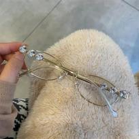 Metal Oval Shades Women Men Rhinestone Diamonds Sunglasses  Unisex Bling Eyeglasses Frames Uv400 Fashion Eyewear Glasses