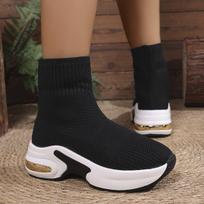 Women's Ankle Boots Elastic Socks Sneakers Breathable Mesh Casual Shoes Fashion Mesh High Top Boots for Women  Mujer 35