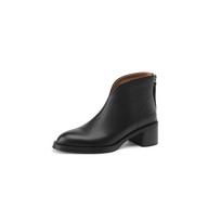 Concise Basic Women Ankle Boots Pointed Toe Mature Shoes Woman Back Zipper 2024 Autumn Winter New Genuine Leather Office Lady 34