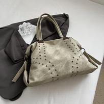 Women's 2025 Retro Rivet Tote: Trendy, Large-Capacity Shoulder Handbag. One Size